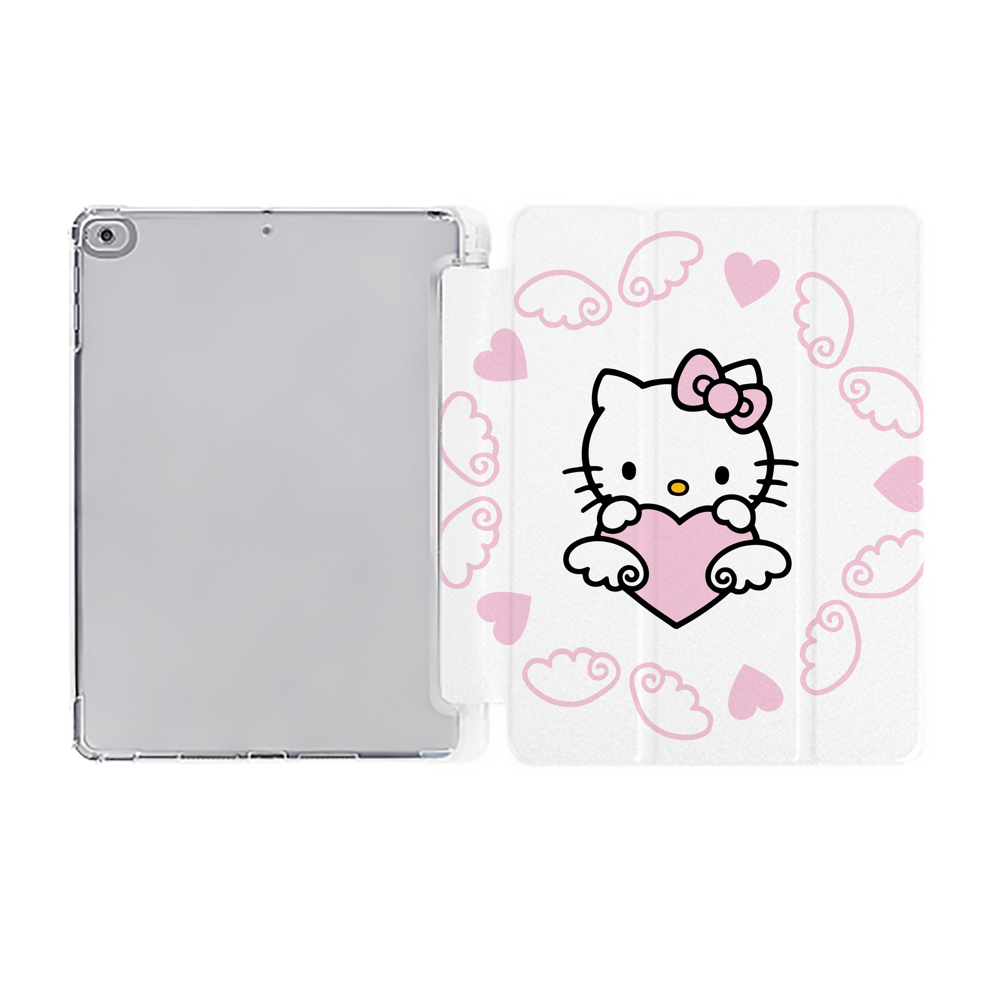 （画像用） Hello Kitty ハローキティ IPad ケース ペン収納付き 三つ折りスタンド PUレザー×シリコン 対応機種9.5/10.5/10.9インチ